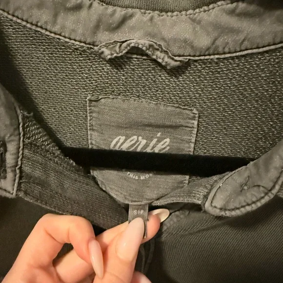 aerie Black Button-Up Shirt Jacket - Picture 3 of 3